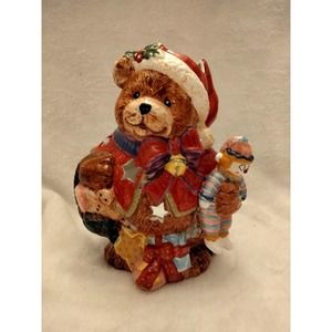 Vintage Ceramic Christmas Bear Candle Holder 7.5"